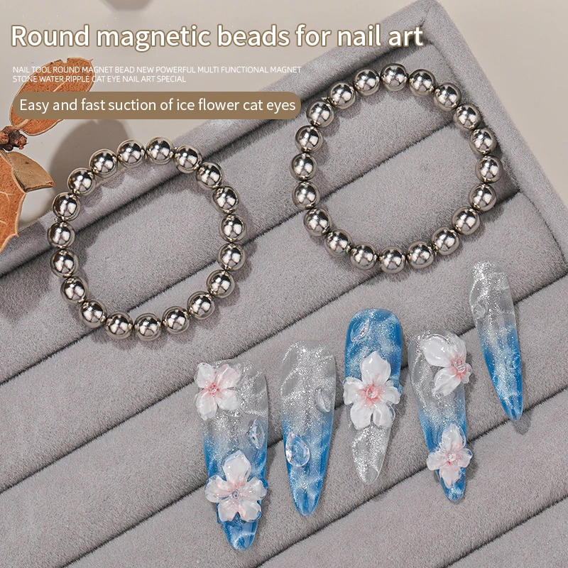 20Pcs/Set Round Magnet Beads Multi-function Nails Sparkling Flower Carving Cat Magnet For Gel Polish Disassemble Nail Art Tools