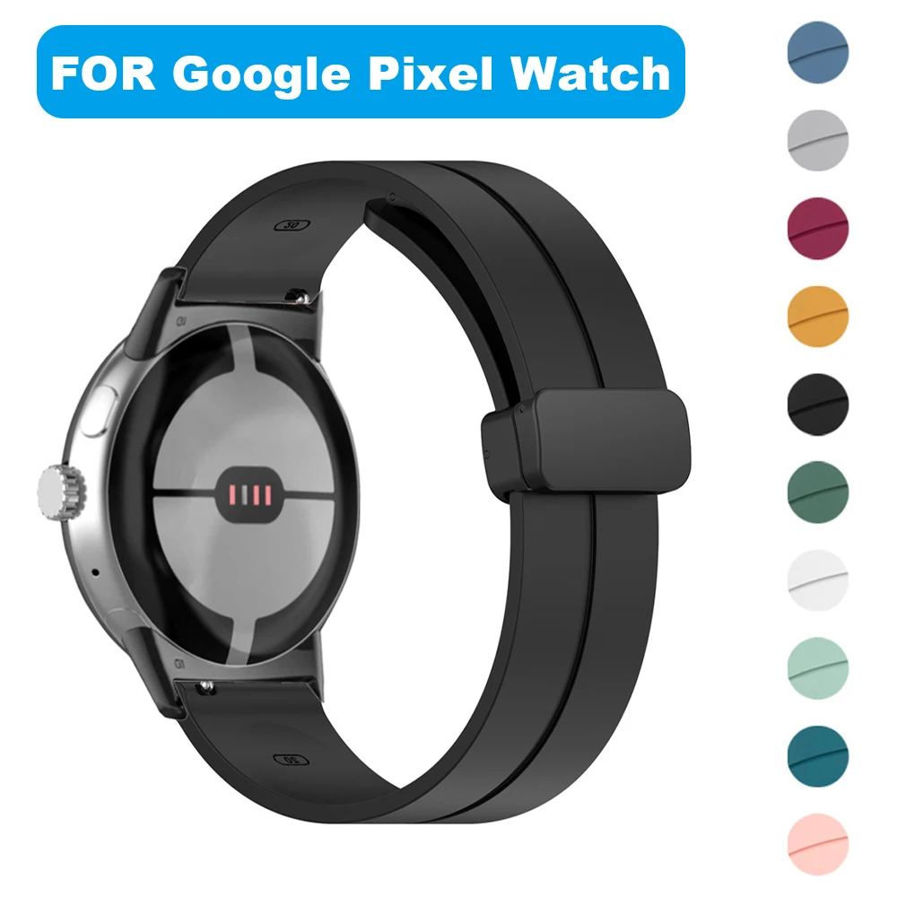 Silicone Strap For Google Pixel Watch Band Pixel Watch Active Bracelet Magnetic Buckle Sports Soft Wrist Watchbands Accessories