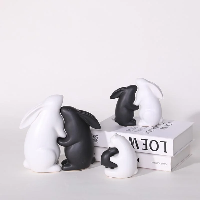

Modern Minimalist And Creative Black And White Ceramic Rabbit Decorations, Living Room, Home, Wine Cabinet, Porch, TV Cabinet,