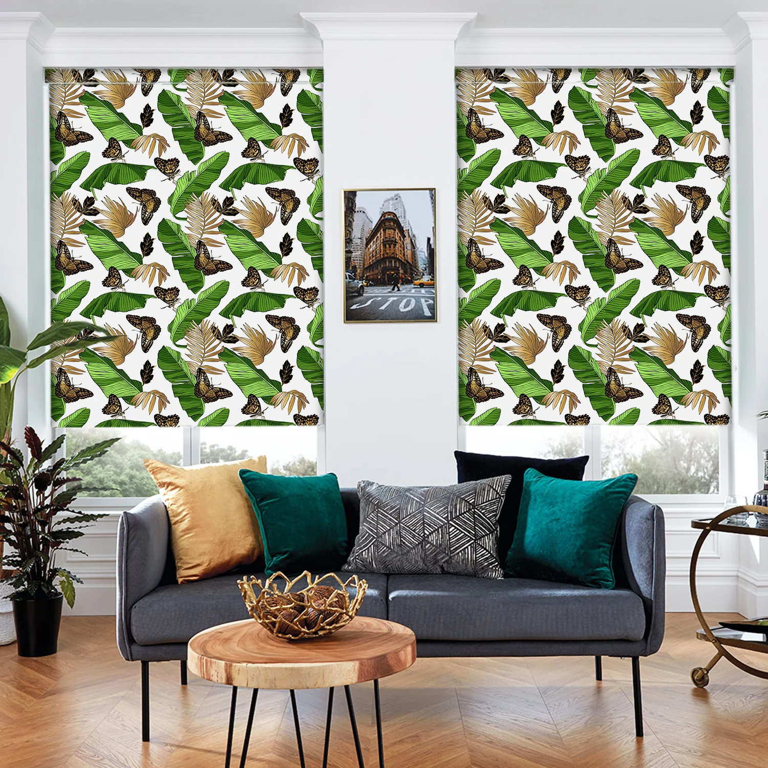 Papel tapiz de hojas de palma, plantas verdes, para pegar y pelar, mural de  pared grande con hojas para sala de estar, dormitorio, TV y sofá, fondo de