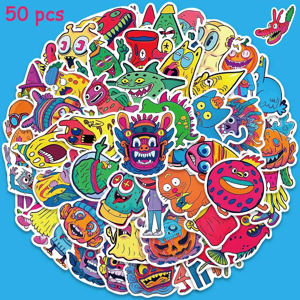 

50pcs Halloween Horror Graffiti Stickers Funny DIY Decals For Kids Laptop Suitcase Skateboard Guitar Scrapbook Phone Sticker