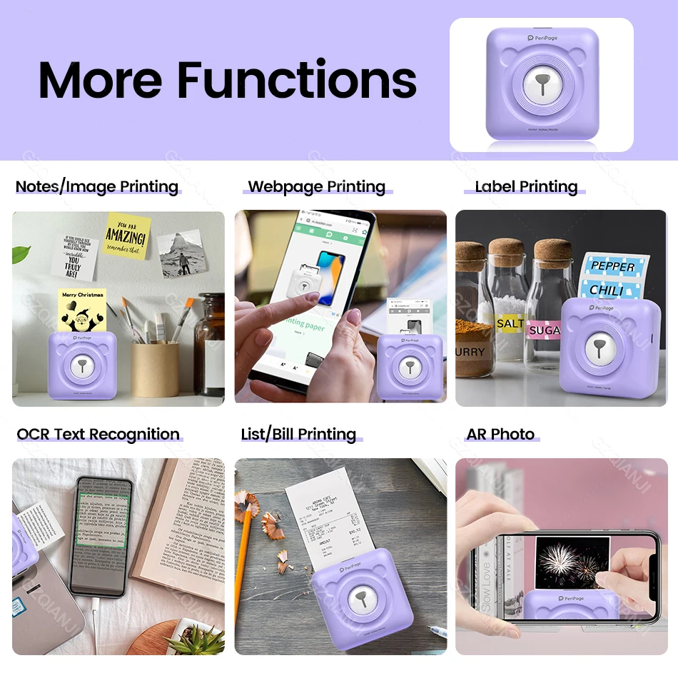 Peripage Original 304dpi A6 Thermal Photo Printer Mini Portable Bluetooth Pocket Printers Color Paper Mobile Android IOS as Gift