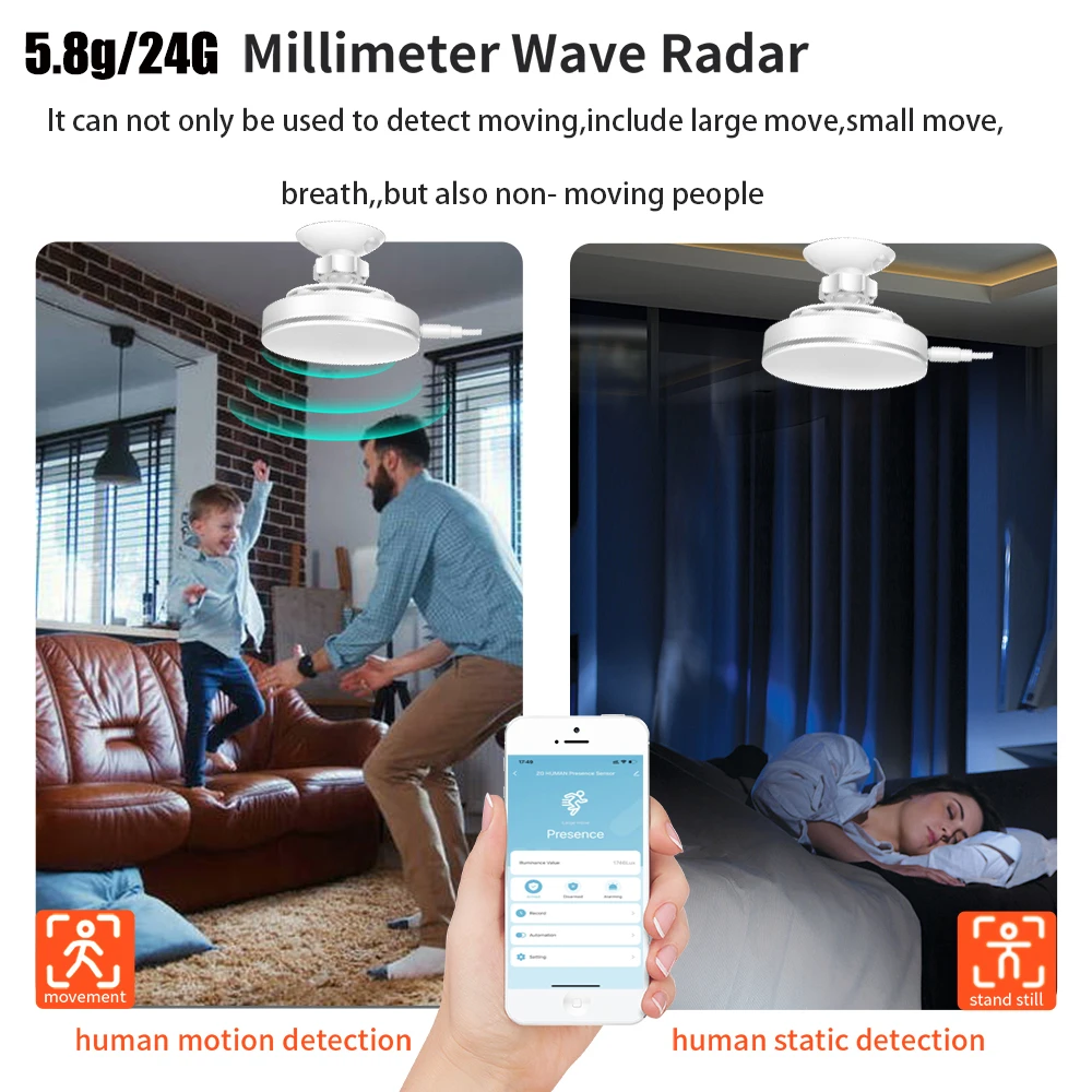 Millimeter Wave Human Presence Detector Tuya WiFi /Zigbee MmmWave Smart Human Bo