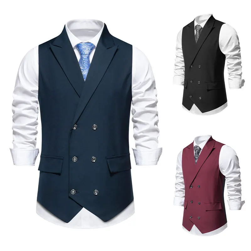 

Жилет мужской двубортный с откидным воротником, пиджак для свадьбы и вечеринки, весна-осень