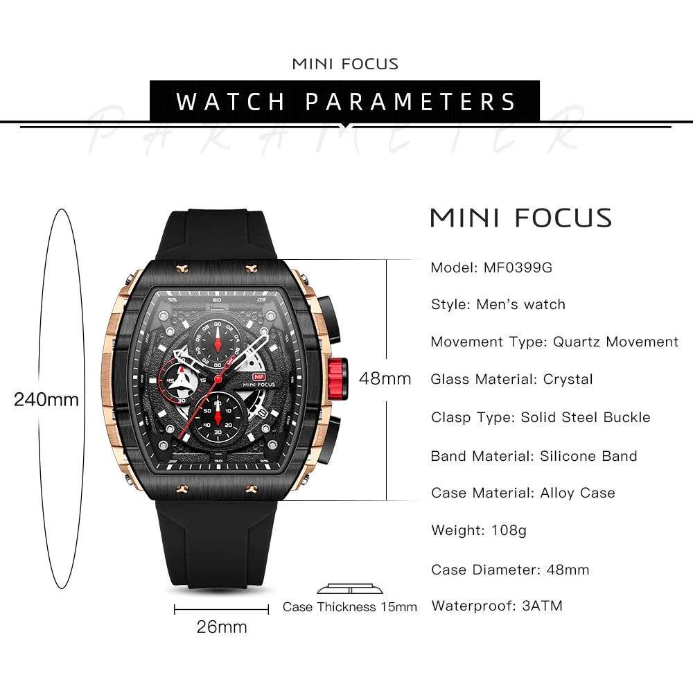MINI FOCUS Quartz Watch for Men Waterproof_voghion.com