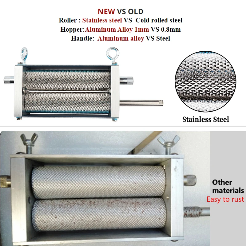 Stainless Steel 2 Rollers Homebrew Barley Grinder Crusher Malt Powder Grain Mill For Home Beer Brewing Manual Malt Mill Tools