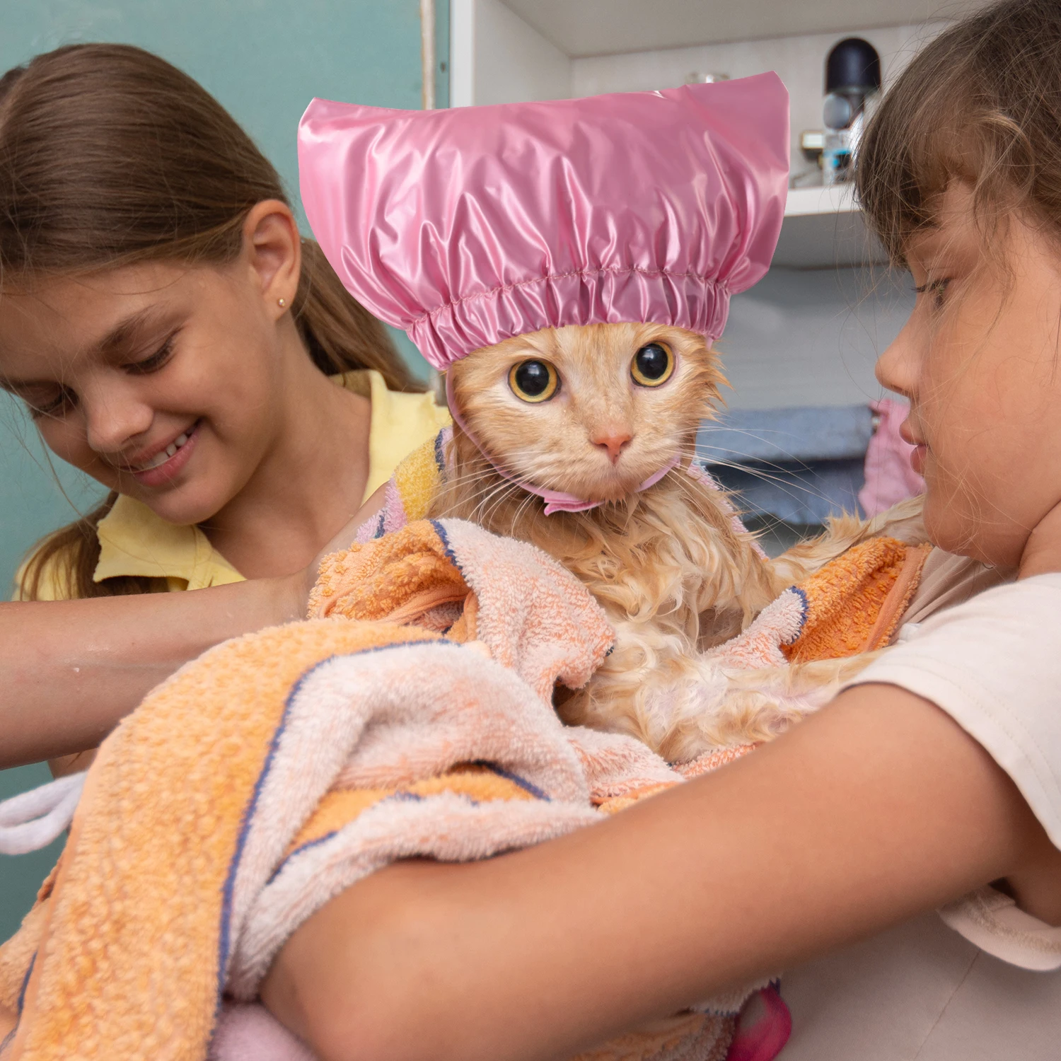 Bath Shower Cap for Cat Double Waterproof Layers Bathing Shower Dog Cap Prevent Water From Getting Into the Ears pet hat