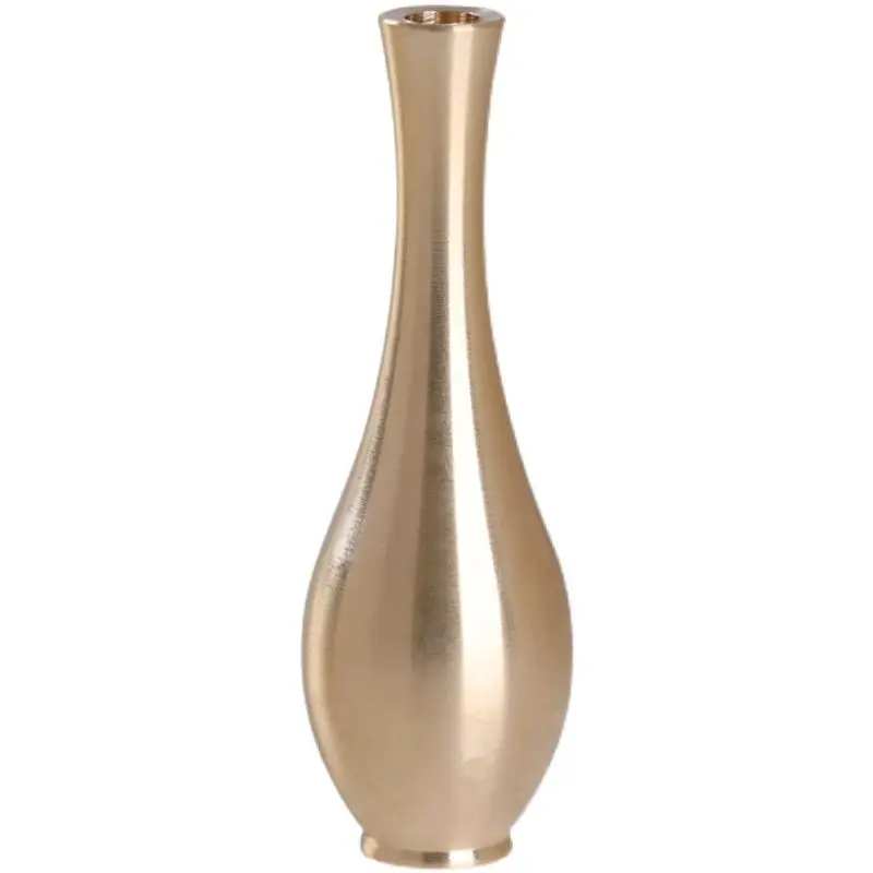 Chinese Style Creative Copper Small Vases Ornament, Home Living Room Desktop Decoration, Solid Color, Metal Brass Mini Vase, 1Pc