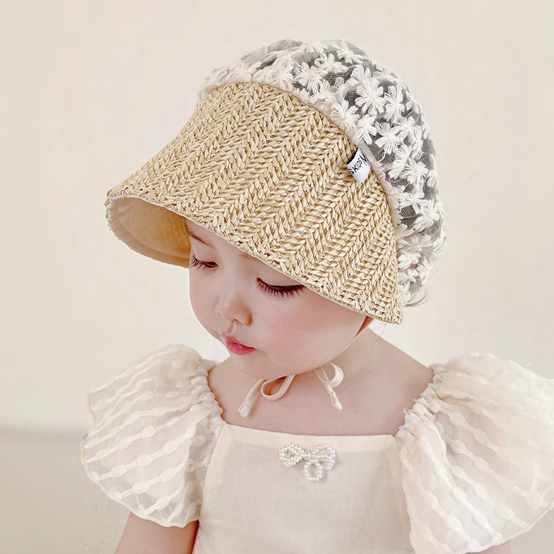 

Baby Sun Hat Girl Baby Hat Summer Outing Sun Protection Straw Hat Thin Section Lace Girl Cap