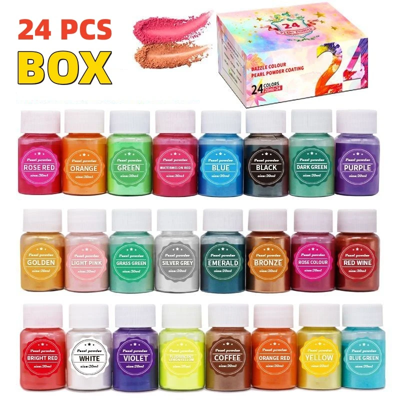 24 Pcs Pearlescent Mica Powder Candle Mould Color Pigments Diy Handmade