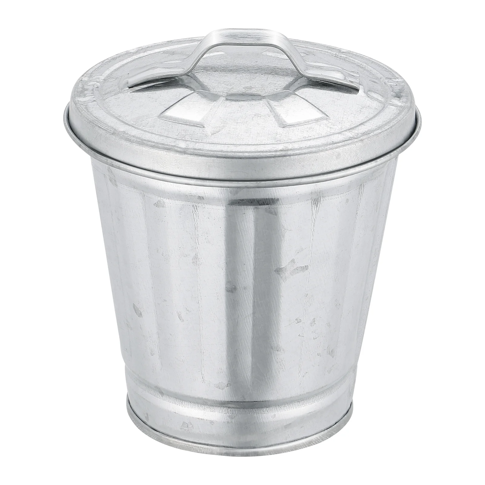 

Storage Bin Desktop Flower Pot Trash Can Garbage Holder Galvanized Trash Can with Lid Garbage Container Desktop Waste Containers