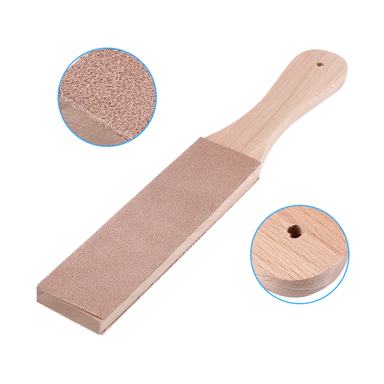 Leather Sharpener with Wood Handle Multifunctional Leather Craft Polish Sharpening Strop Handmade Razor Polishing Board