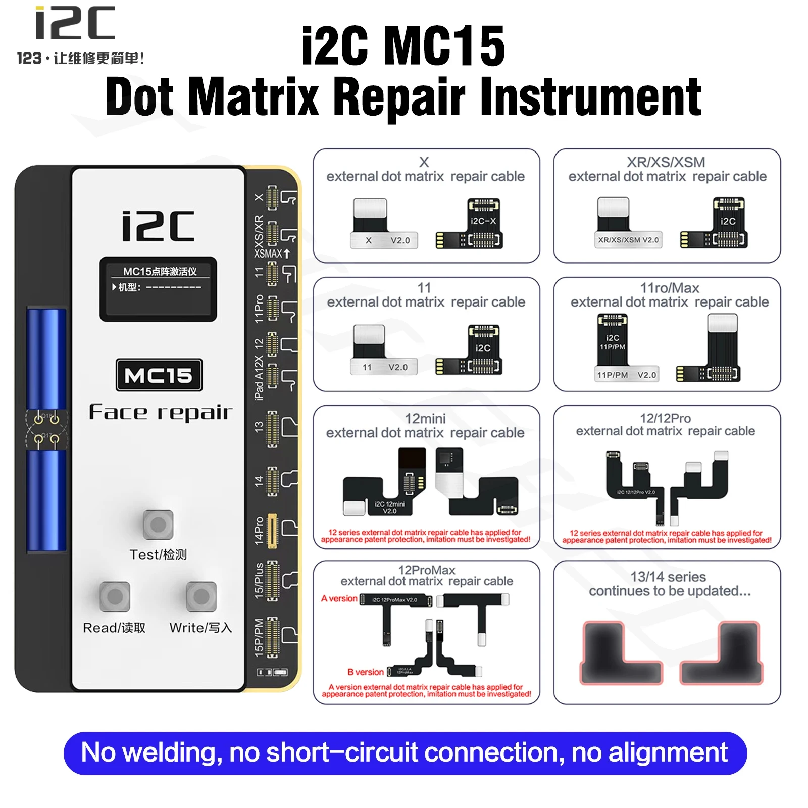 i2C I6S MC15 No Soldering Required Face ID Test Flex Cable No Welding for iPhone X to 14 Pro Max Dot Matrix Projector Repair Tag