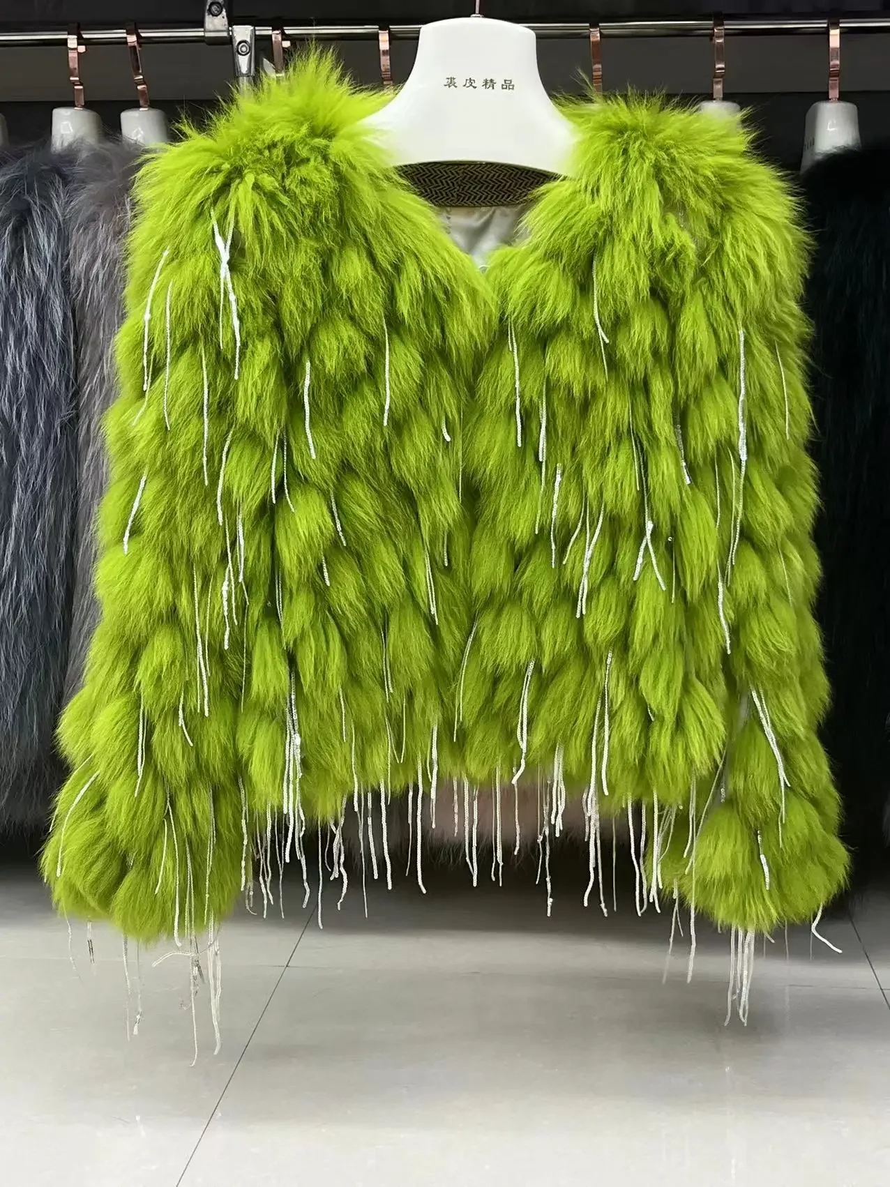 High-End Fox Fur Tassel Bright Silk Fur Coat Women Thick Warm Fashion Short Plush Furry Jacket 2022 New Autumn Winter Clothes