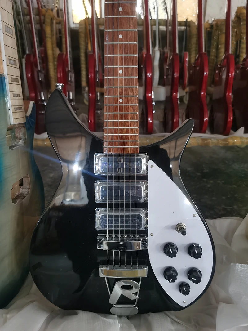 Chitarra Elettrica Rickenbacker 325 Di Alta Qualità, Ponte Del Sistema Vibrato, Pickup In Tre Pezzi, Chitarra Nera