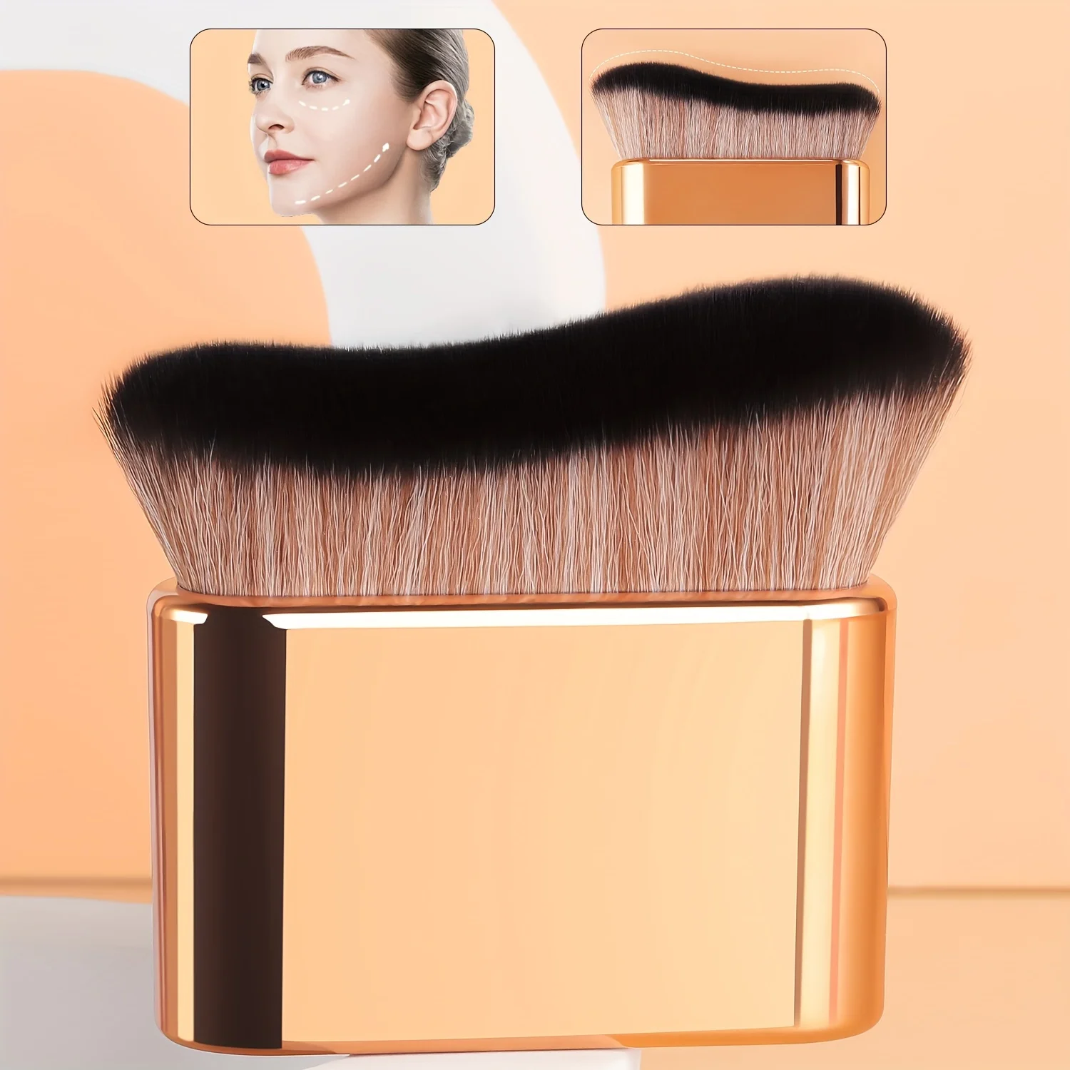 1pc Wave Contour Makeup Brush, ABS Plastic Handle, Nylon Bristles, Unscented, Universal Skin Type, Foundation Application Palm B 4
