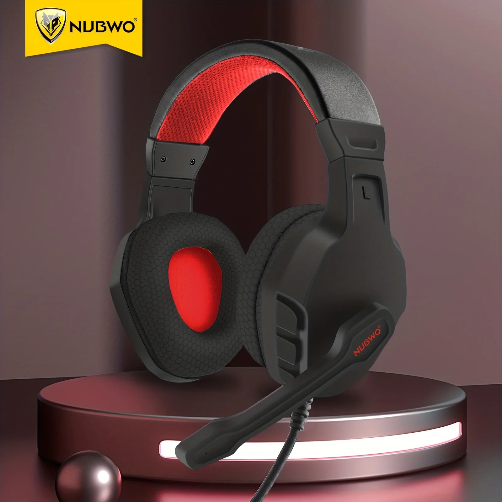 NUBWO U3 3.5mm Gaming Headset for PC, PS4, PS5, Laptop, Xbox One, Mac, IPad, Over Ear Volume Control with Mic Headphones