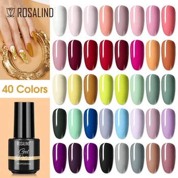 ROSALIND 120 Colors Nail Polish Glitter Shiny Base Gel Top Coat UV LED Gel Nail Art Varnish Manicure Semi Permanent Nail Gel
