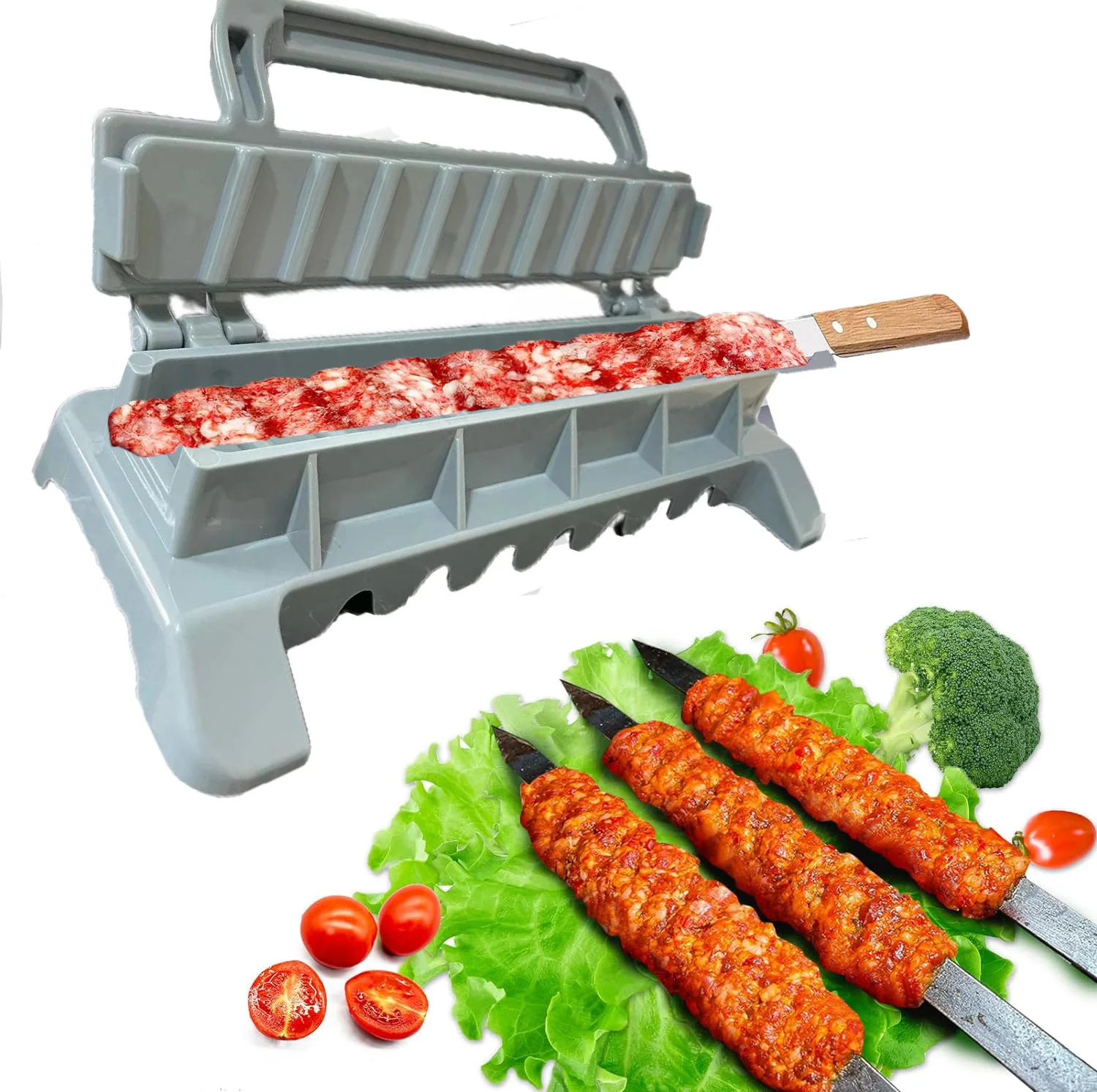 Single Row Kebab Maker Bbq Meat Skewer Machine Kebab Press Maker Reusable Plastic Bbq Skewer Preparation BBQ Tool barbecue skewers bbq grilling accessories kebab maker