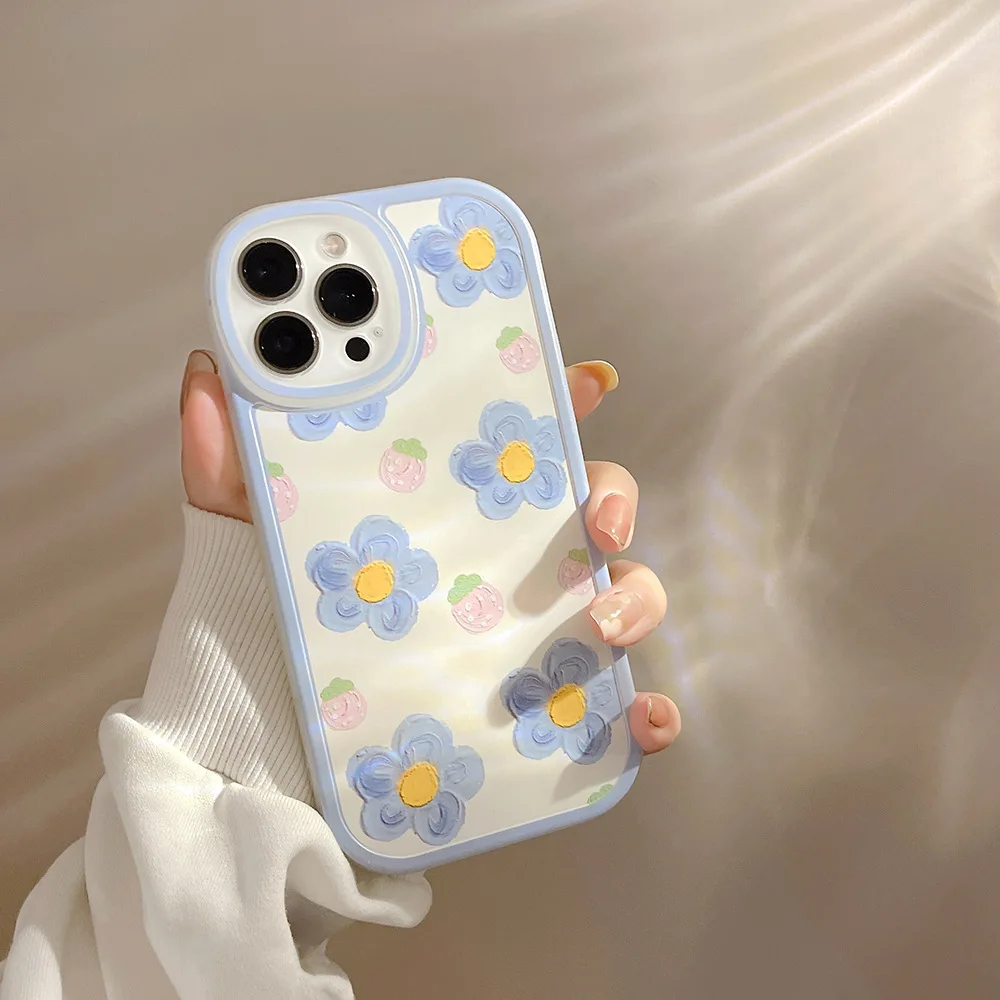 Cartoon süß für iPhone 15 Hülle 11 12 14Pro max 13 Mini 7 8Plus SE 2020 XR XS X stoßfeste Softshell kleine Blumenhülle – Detail 19