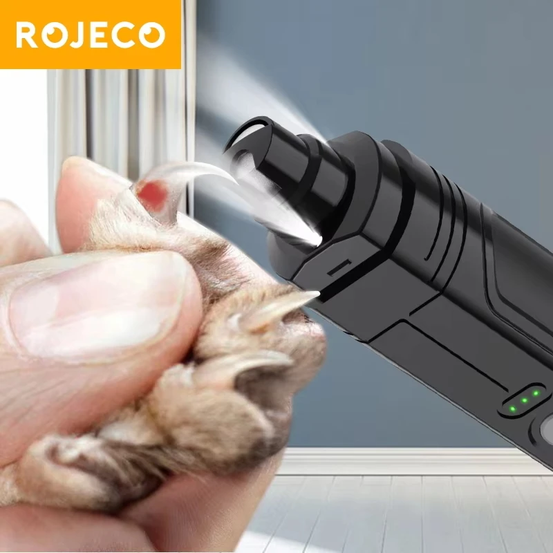 Pet Nail Grinder Electric Dog Nail Clippers With 2 LED Light Rechargeable Cat Claw Grooming Trimmer Tools