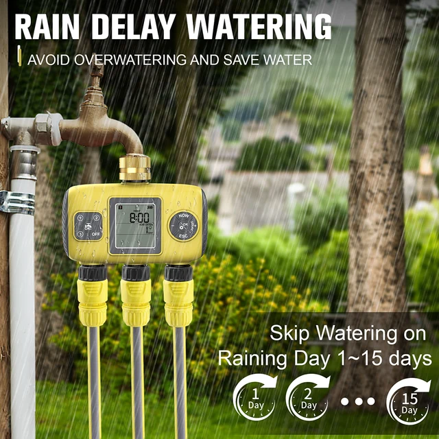 Smart Water Timer Intelligent 1/2/3-Outlet Automatic Irrigation Watering System Sprinkler Timer Garden Programmer LCD Display 5