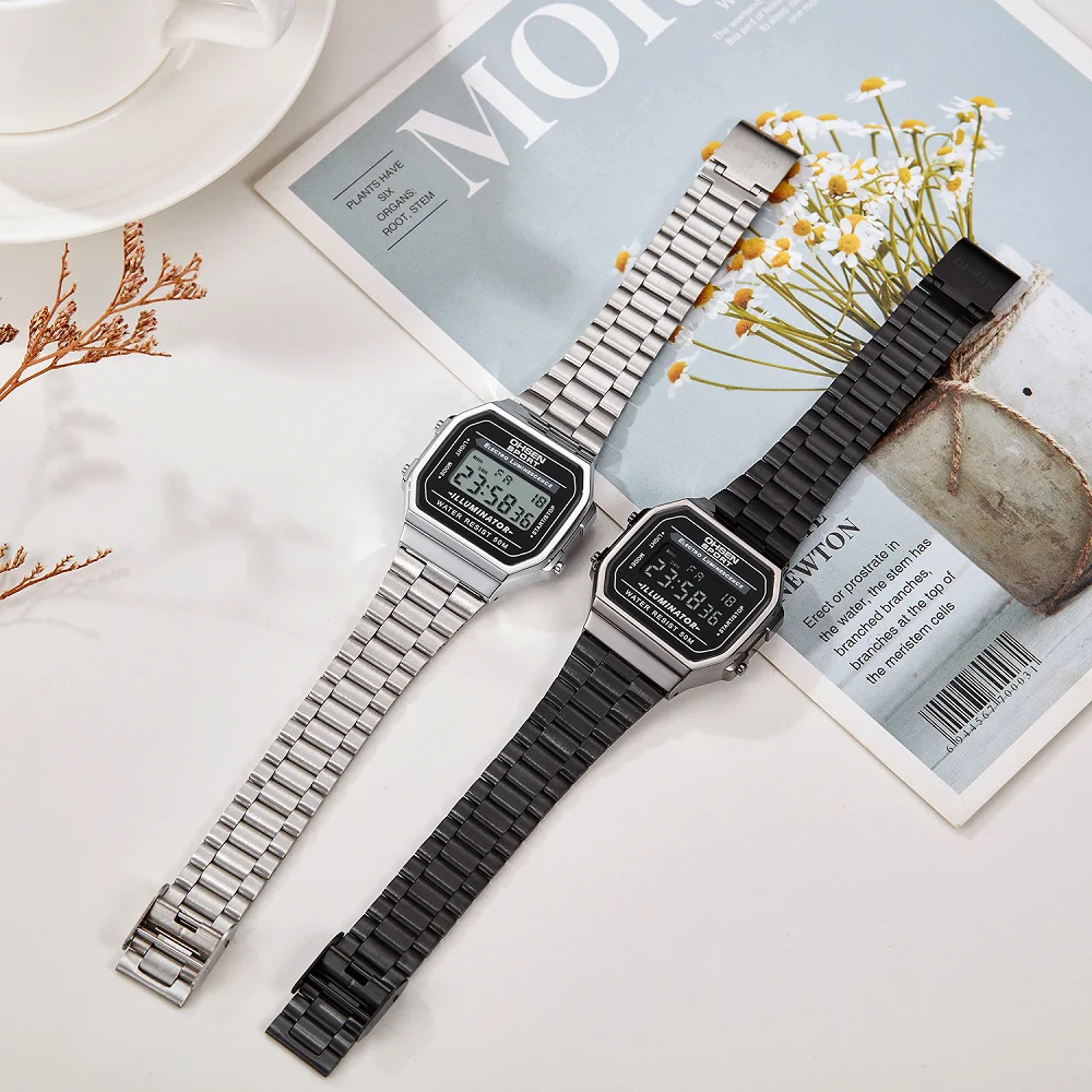 Digital Watches for Women Luxury Gold Ladies Sport Watch Reloj Mujer Stainless Steel Electronic Watch Alarm Clocks Gifts - 3