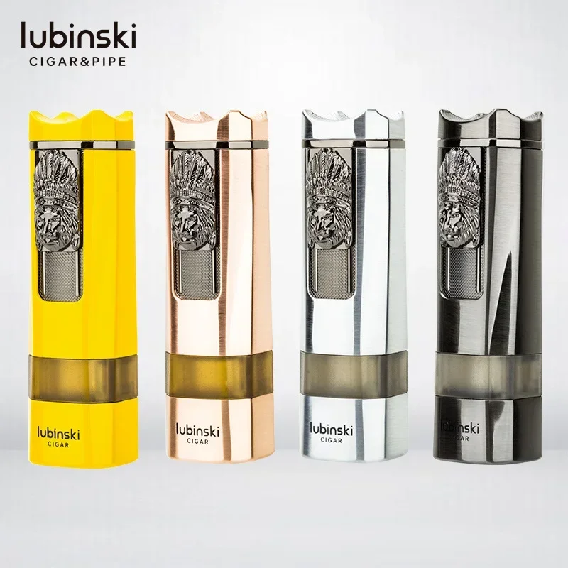 

2023 Windproof Direct Punch Blue Flame Gas Metal Lighter Cigarette Case and Bottle Opener Cigar Lighter High-end Gifts for Men