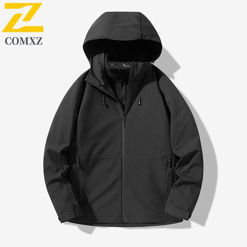 COMXZ Men's Trench Coat High Quality Warm Windproof Outdoor Gym Running Chaqueta Travel Removable Hood Comfortable Outerwear