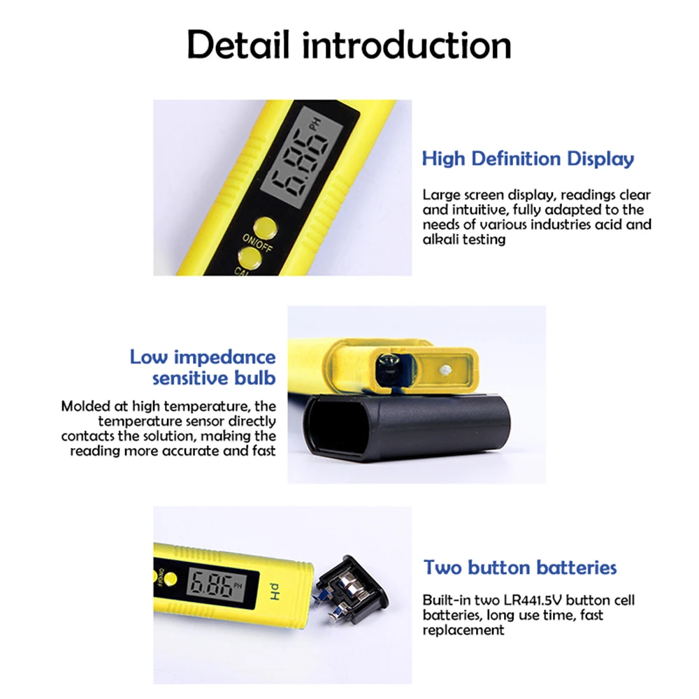 Water Tester PH Meter EC Digital LCD Precision Water Testing PH Pen Purity Filter Quality Standards Test Results Water Tester Ph Meter
