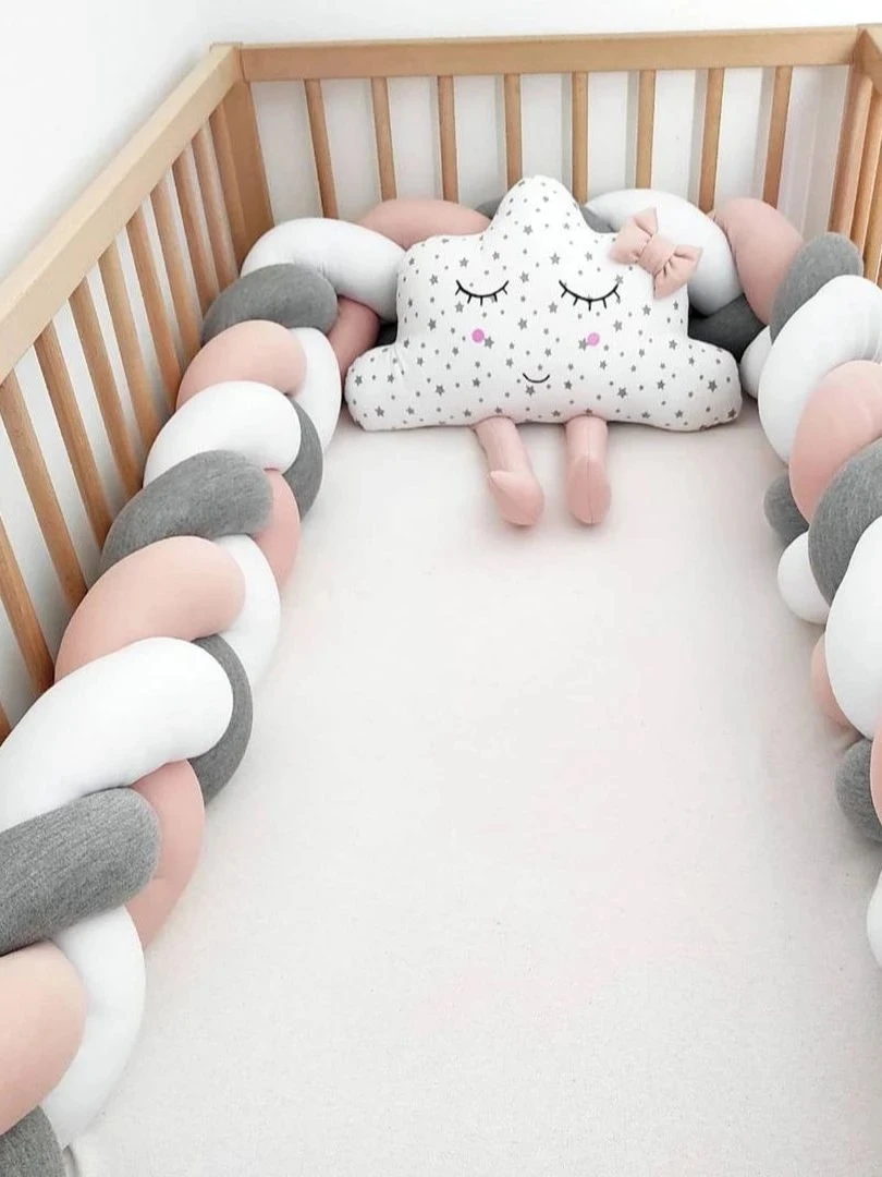 Baby Crib Bumper Baby Crib Bedding Set Baby Bumper Bed Braid Knot Pillow Cushion Bumper Tresse De Lit Bebe Crib Protector Cot Room Decor Crib Bedding Set
