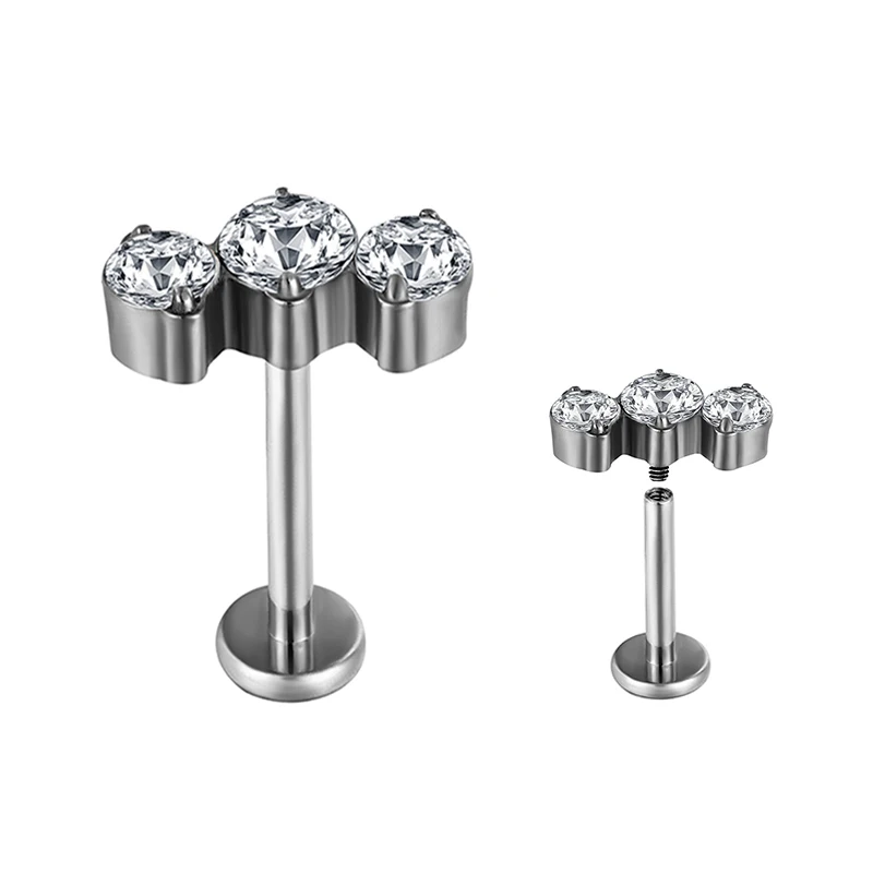 G23 Titanium Ear Piercing Earring Nail Internal Thread Labret Lip Stud Cartilage Tragus Stud Earrings Body Piercing Jewelry 16G