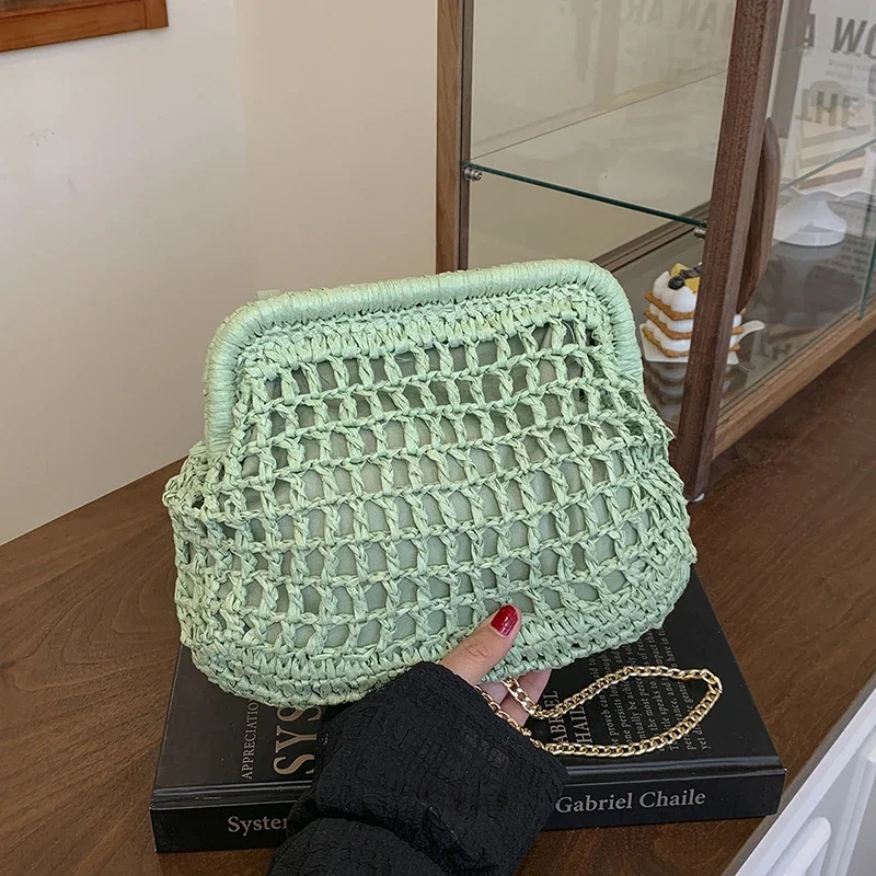 Straw Weaving Hollow Out Fashion Women's Shoulder Bags Niche Design Casual Versatile Commute Western Style Handbags