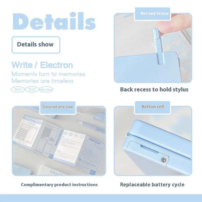 Desktop Calculator Planwith Writing Tablet 12 Digits Stylus Folding Doodle Drawing Memo Erasable Pad