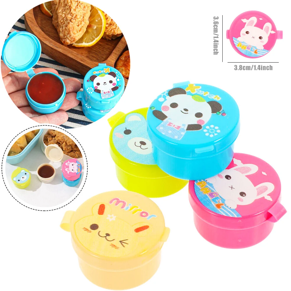 Kids Cartoon Fruit Picks Mini Ketchup Bottle Silicone Lunch Box Dividers Food Wrap Bands School Bento Box Dressing Accessories