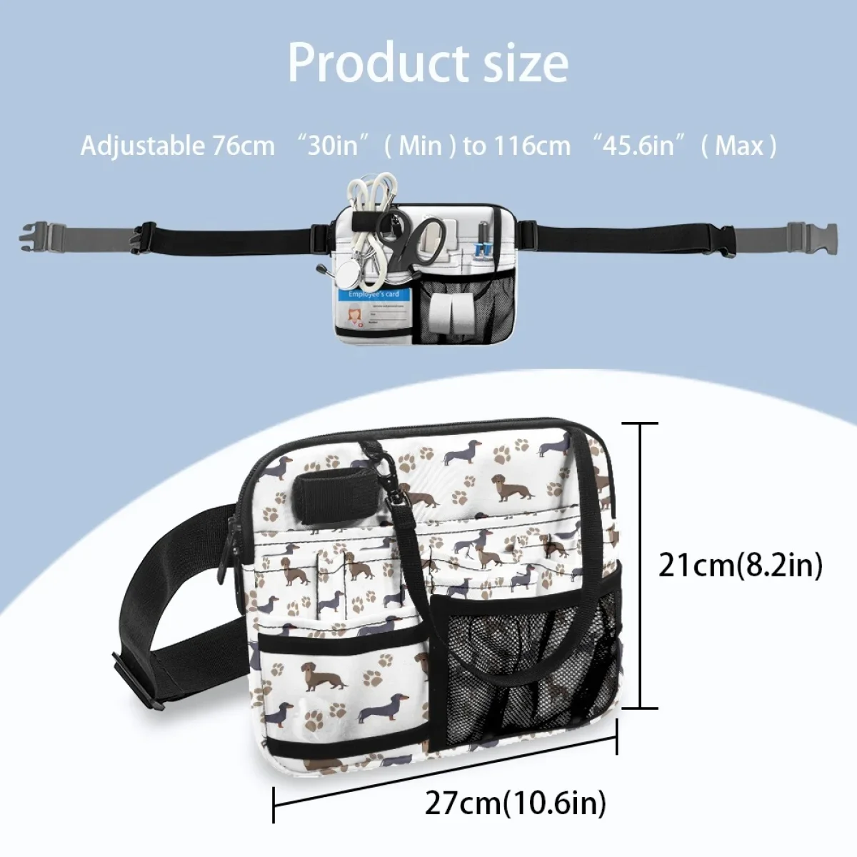 Cartoon Dachshund Designer Nurse Storage Waist Bag Practical Multi-Pocket Medical Belt Organizer Pouch For Scissor Hip Bags
