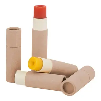 Tubi per Rossetto Vuoti in Carta Kraft Rotante, Confezione Cosmetica Biodegradabile in Cartone, Kit Contenitore per Balsamo Labbra e Deodorante