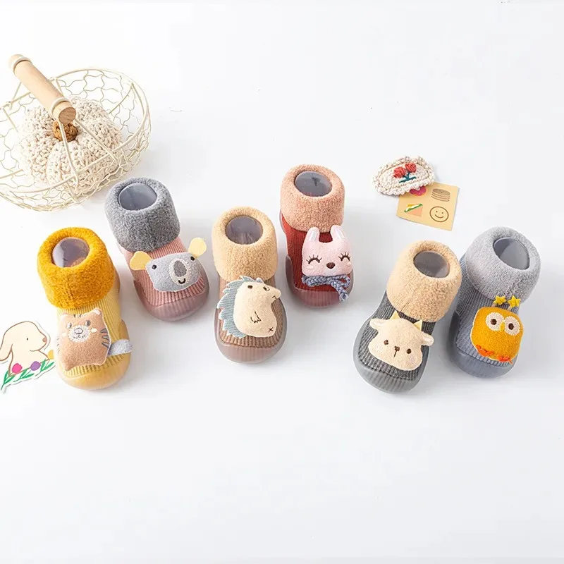 Winter Thickened Baby Toddler Shoes and Socks Men and Women Baby Floor Shoes Soft Bottom Indoor Non-slip Warm Children's Shoes