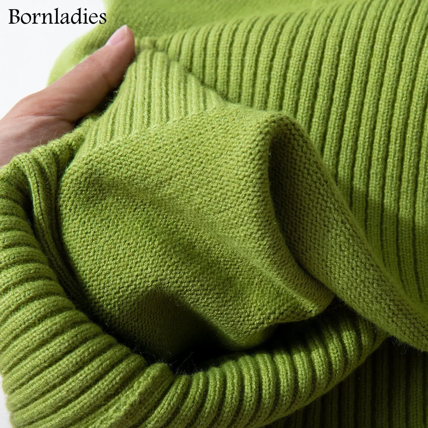 Bornladies Women Turtleneck Sweater CHIC Autumn Winter Thick Warm Pullover Top Oversized Casual Loose Knitted Jumper Female Pull