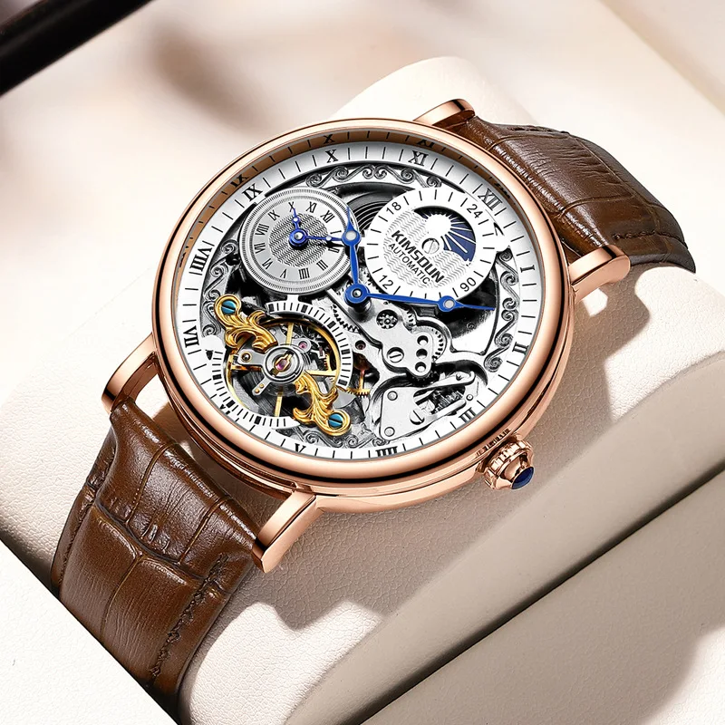 Mechanical Watch Men Automatic Huge Size Tourbillon Skeleton Male Luxury Wrist Timepiece Men's Wristwatch Clock Thin Case