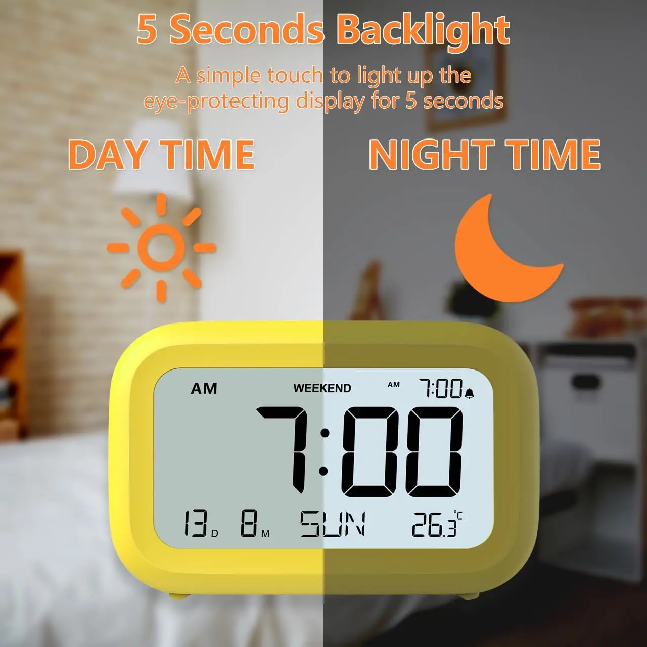 Sleek Multifunctional LCD Desktop Clock with Calendar and Temperature Display