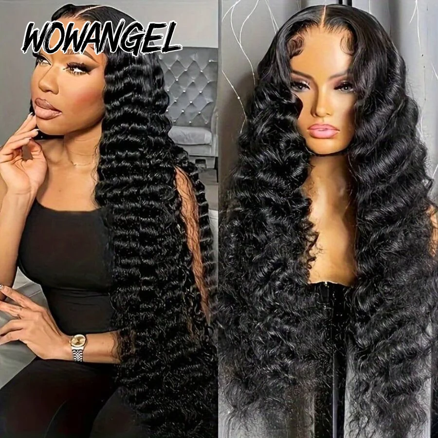 WOWANGEL Parrucche per capelli umani a onda profonda Pre pizzicate 13x6 HD Parrucche frontali complete in pizzo Pre candeggiate per le donne Parrucche ricci per capelli umani al 100% - immagine 2