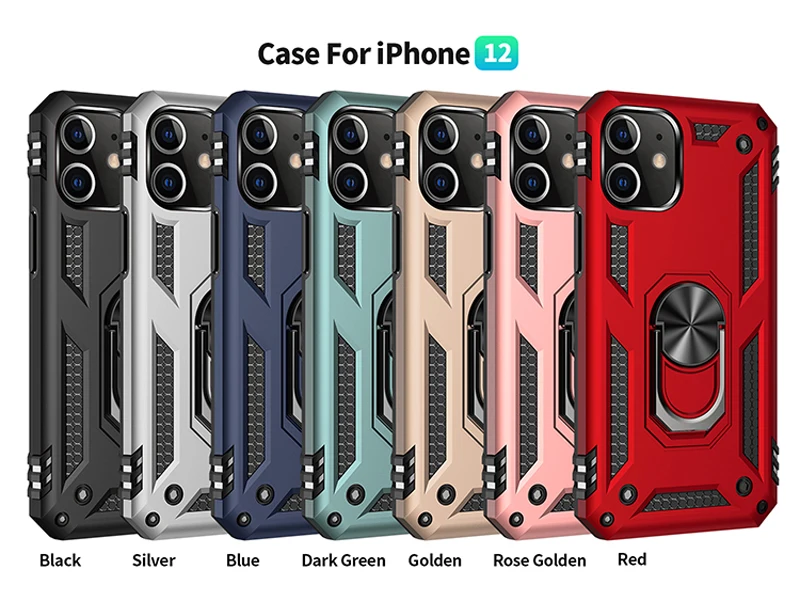 Coque blindée antichoc avec support de doigt, anneau métallique magnétique, pour iPhone 15 14 13 12 11 Pro XR XS Max X 7 8 6 Plus SE_voghion.com