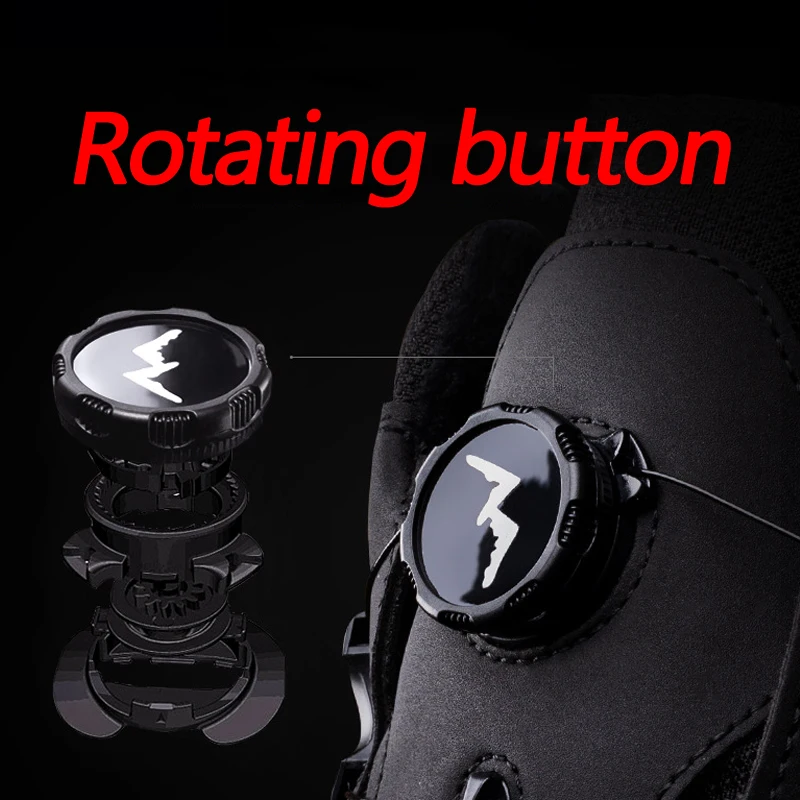 New Rotating Button Men's Snow Boots Warm Plush Winter Boots Waterproof Outdoor Hiking Wear Resistant Anti Slip Male