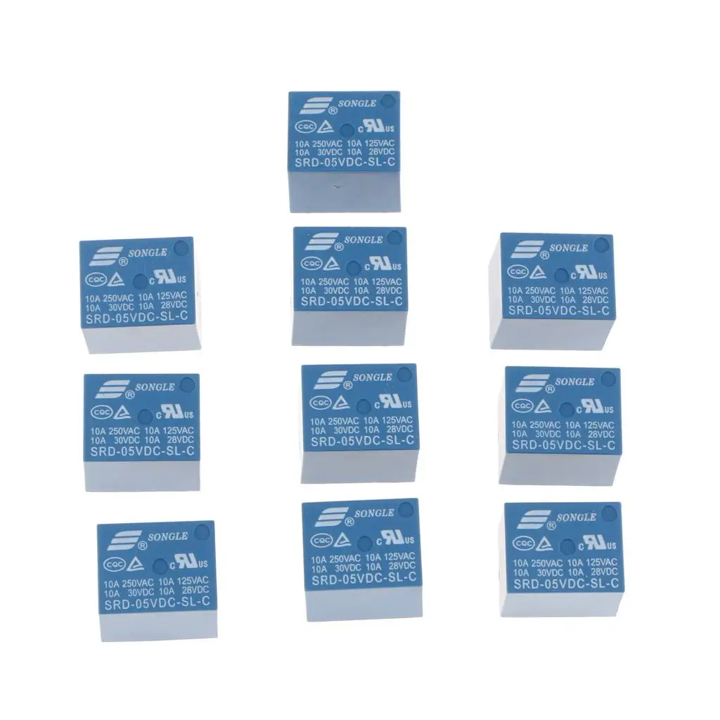 10 Pieces SRD 05VDC SL C 5Pin Power Relay 5V DC SPDT PCB Type Blue 10 Pieces SRD 05VDC SL C 5Pin Power Relay 5V DC SPDT PCB Type Blue