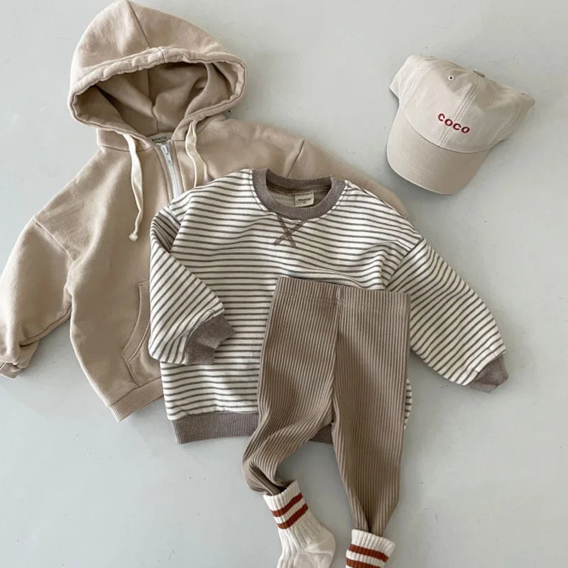 Baby Long Sleeve T Shirts Children Striped Sweatshirt Fashion Letter Embroidered Tops For Boys Girls Casual Tee