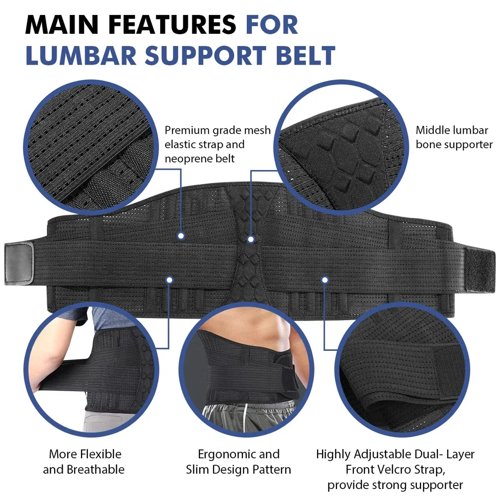 Back Lumbar Support Belt Waist Orthopedic Corset Men Women Spine Decompression Waist Trainer Gym Sports Brace Back Pain Relief