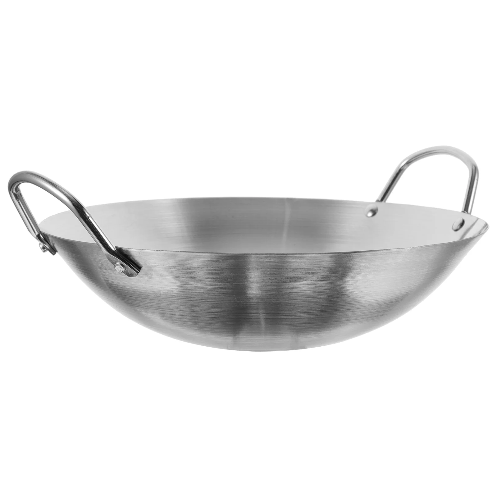 

Stainless Steel Wok Durable Kitchen Home Cooking Pot Work on Baking Pans Frying Practical