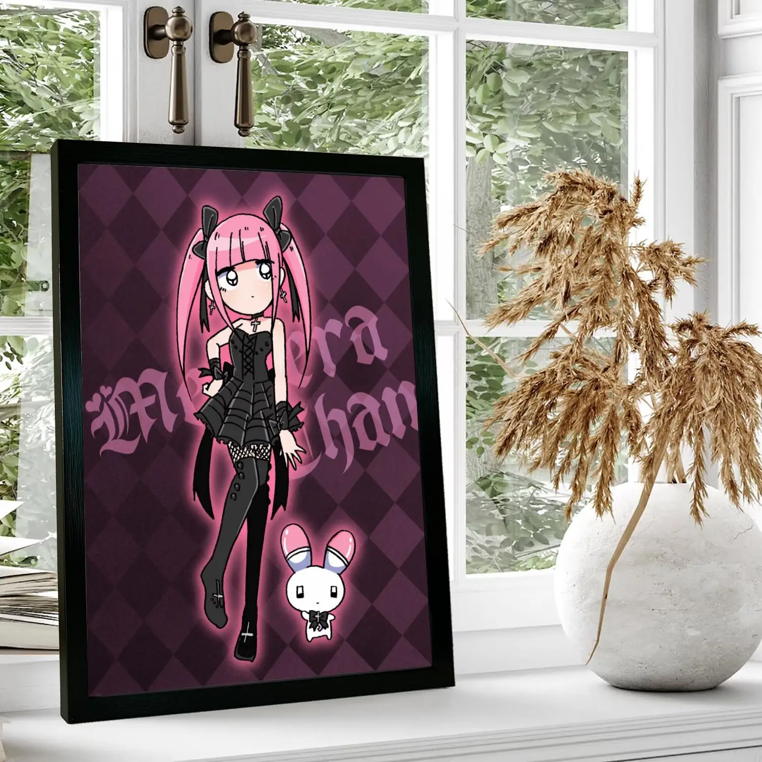 Menhera chan Pôster de arte em tela e arte de parede, impressão de imagem, decoração moderna de quarto familiar, pôsteres, pintura decorativa