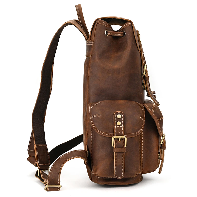 Leather Backpack Travel Pioneer™ - Dark Brown